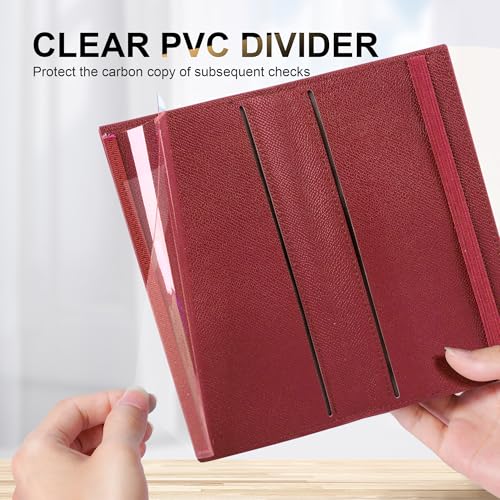 Image of CASMONAL Checkbook Covers for Personal Checkbook Holder RFID Premium Vegan Leather Checkbook Cover for Duplicate Checks