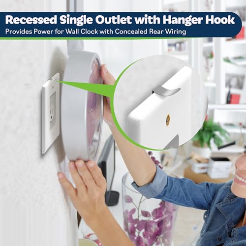 TOPGREENER Recessed Single Receptacle Outlet with Clock Hanger Hook, Tamper-Resistant, Size 1-Gang 4.48" x 2.76", 15A 125V, TG115R31, White, 2 Pack by TOPGREENER - Image 3