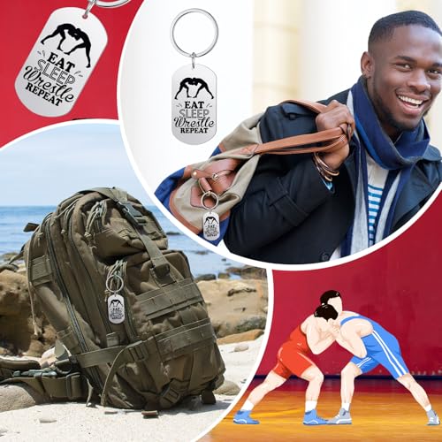 Quelay 24 Pcs Wrestling Keychain Inspirational Wrestling Charm Keyring Wresting Senior Night Gifts for Wrestlers Fans(Vertical Version)