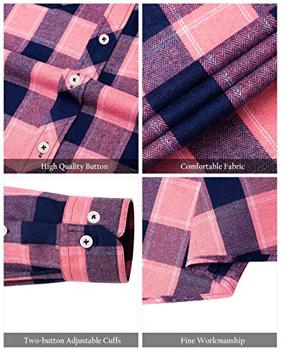 Image of Alimens & Gentle Men's Button Down Regular Fit Long Sleeve Plaid Flannel Casual Shirts