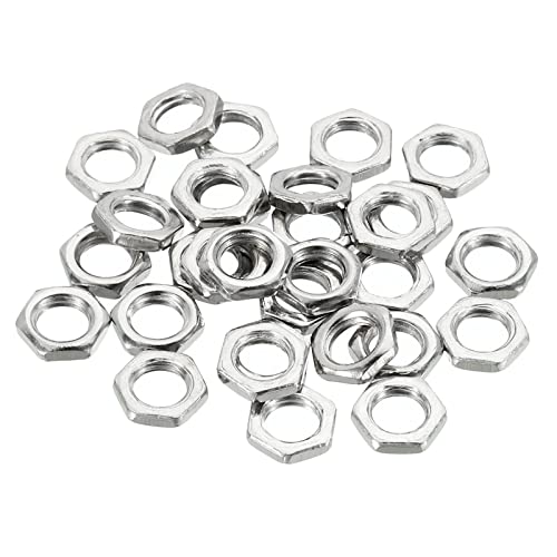 PATIKIL M7 x 1.0 Steel Hex Nuts, 30 Pack Metric Thread Zinc Plated Finished Hardware Nuts Screw Bolt Fasteners 2mm Height