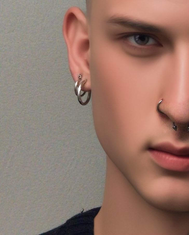 10-12Pcs 18G 20G Nose Rings Studs Hinged Hoop Nose Ring for Women Men Corkscrew Bone L Shaped Nose Studs Hypoallergenic 316L Surgical Steel Nose Piercings Jewelry Small Silver Gold - Image 3