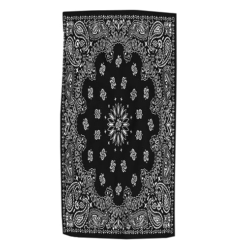 Pehede Black and White Bath Hand Towel Bandana Kerchief Ornaments Soft Absorbent Hand Towels for Bathroom Kitchen Beach Spa Gym Yoga Swim Home Decor 15x30 in