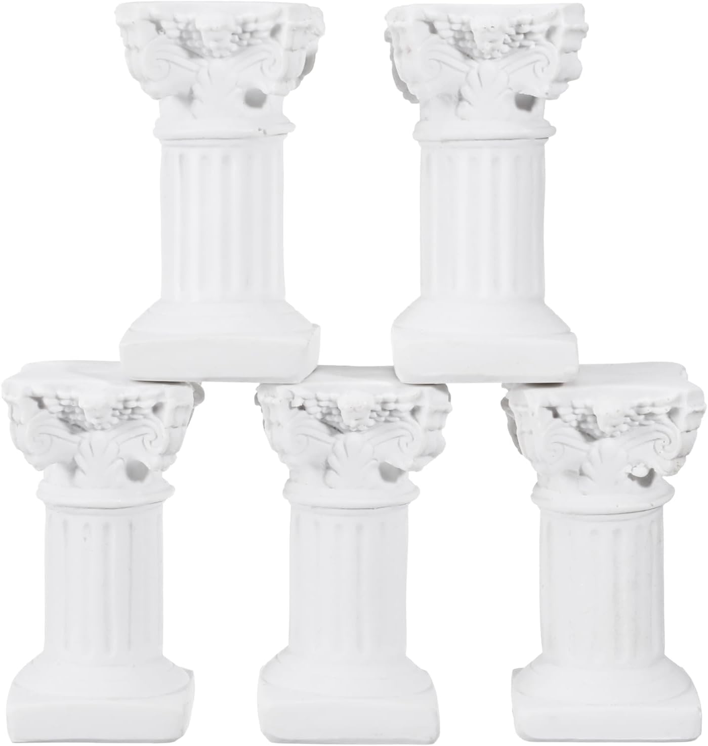 Holibanna Roman Pillar Statues 5 Pieces Resin Mini Greek Column Pedestal Stands for Home Garden Decor Wedding Photography Props 2.55X1.33X1.29In