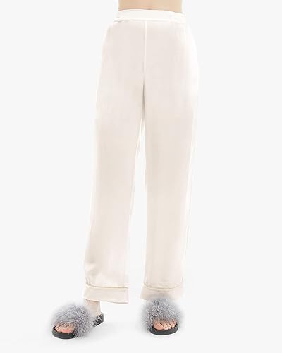 Miniatura 8 de LILYSILK Pijama de seda para mujer, con ribete dorado, 22 momme, 100% seda, lavable