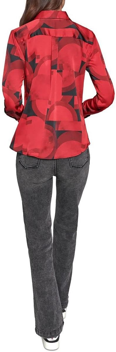 Karl Lagerfeld Womens Elevated Printed Workwear Blouse - Image 3