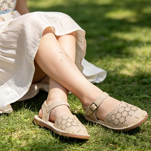 Image of THEE BRON Toddler Floral Cutout Closed Toe Sandals for Girls Breathable Summer Shoes