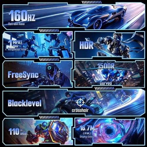 undefined SANSUI 24 Inch Curved 160Hz Gaming Monitor,1500R Curved Gaming Monitor FHD 1080P Computer Monitor,MPRT 1ms Fast VA Display,Freesync,HDR,3000:1, HDMI2.0,DP1.4, VESA Support(ES-G24C1L HDMI Cable Incl.) の商品画像 1