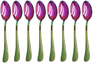 Rainbow Coffee Spoons 4 Pc, Stainless Steel 6.7'' Inch Tea Spoons Silverware Set, Ice Cream Spoons,Dessert Teaspoons Espresso Spoons for Home, Kitchen or Office, Dishwasher Safe (H950small)