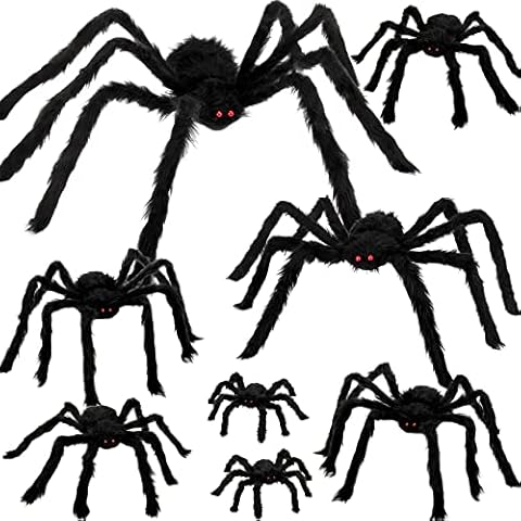 Colovis Halloween Spider Decorations, 8PCS Giant Spider Outdoor Halloween Decorations, Realistic Large Scary Spider Props for Indoor, Home, Yard, Party Creepy Halloween Decor Cover