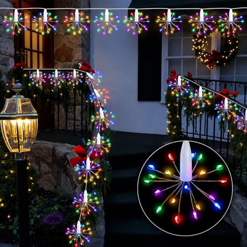 Image of Litehom Starbursts Lights, 10 ft USB-Powered Waterproof Fairy Star String Lights - Indoor-Outdoor Decor for Diwali, Navratri, Christmas & New Year (Multi)