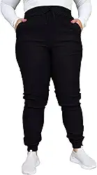 Calça Jogger Feminina Bengaline Bolsos Na Frente Plus Size