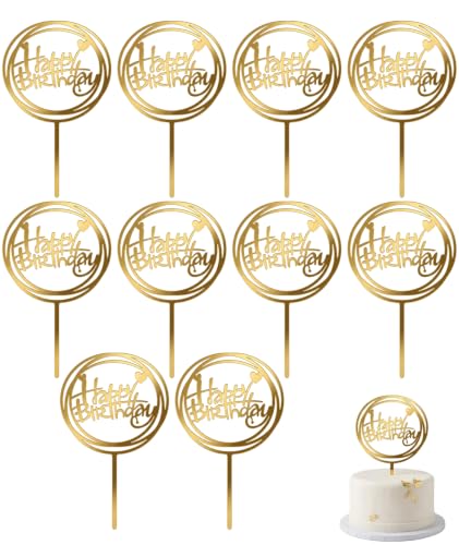Image of 10pcs Cake Toppers For Cake Decoration, Happy Birthday Cake Topper For Party Supplies, Cake Decorating Items Toppers For Birthday Celebration, Modern Birthday Decoration For Kids, Adults