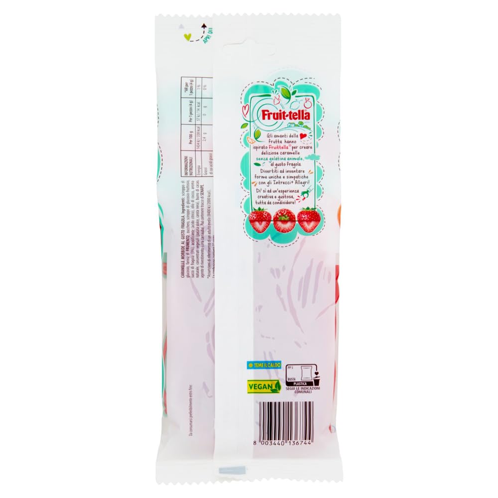 6X Fruittella Intrecci + Allegri Caramelle Morbide alla Fragola 125g - Caramelle Vegane Scorta Party [6 Confezioni]