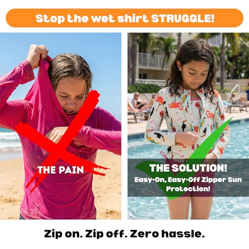 Image of SwimZip Girls' 3 Pc Swim Set w /Long Sleeve Rash Guard, Tankini & Shorts UPF 50+