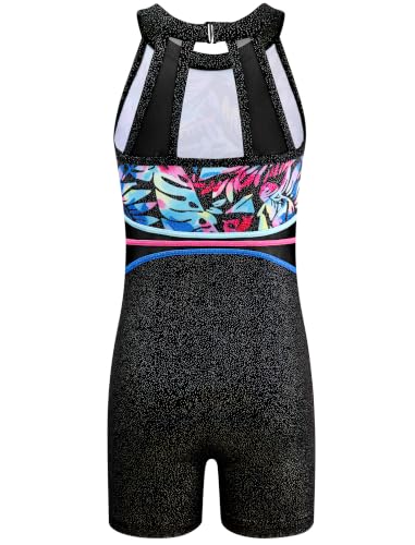 Image of HOZIY Leotards for Girls Gymnastics Kids Children Biketard Snowflake Ribbon Blue Purple Hot Pink Sparkle