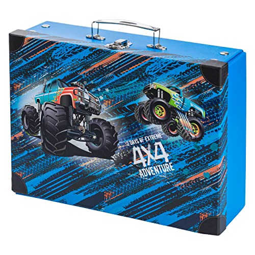 Baagl Estuche infantil para juguetes y suministros escolares, estuche de cartón, estuche de juguete, estuche plegable, estuche plegable con mango de metal, Camión Cover