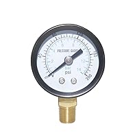 Vista 8 de Joywayus Manómetro de presión 0-30 PSI, latón 1/4" NPT rosca macho montaje inferior, relleno de glicerina, carcasa de acero inoxidable, función