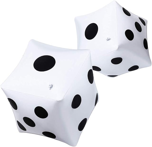 SULOLI 2 Pack Giant Inflatable Dice Toys for Party Games Pool Party Favors, 32cm/12inch, White