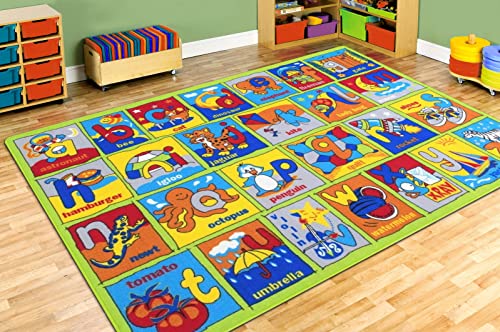 Kids Rugs for Playroom Bedroom 5x7 Boys Girls Children’s Room Décor Fun ABC Alphabet Interactive Gift for Kids Boys Girls Educational Learning Mat Rug Carpet for Nursery Décor School Playroom
