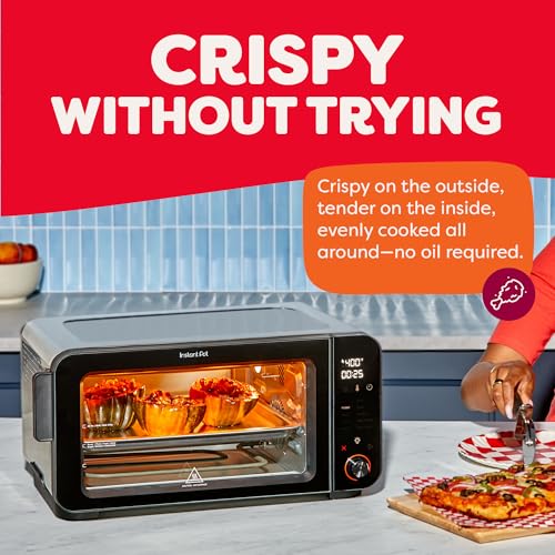 Instant Pot 6-Slice InstantHeat 10-in-1 Air Fryer Toaster Oven, Air Fry, Roast, Bake, Sear Crisp, Toast, Bagel, Broil, Dehydrate, Reheat, and Make Pizza