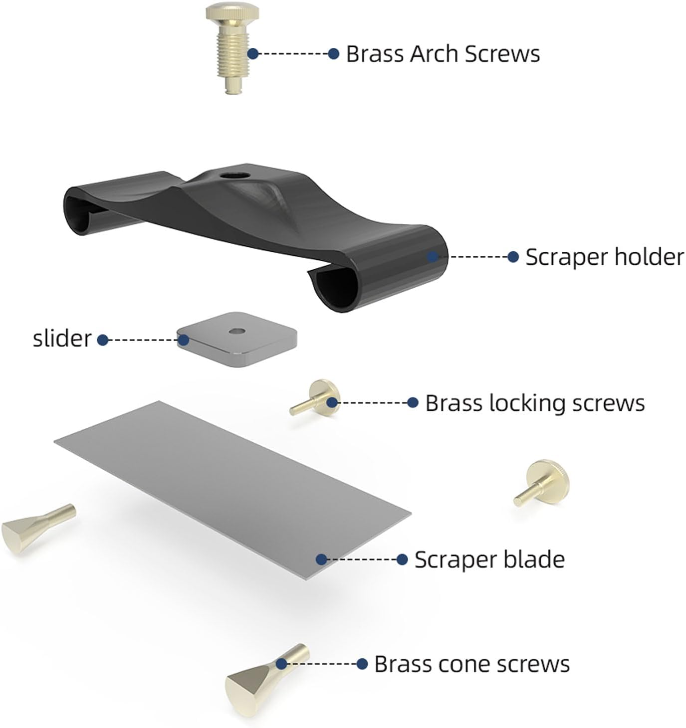 WALFRONT Aluminum Alloy Scraper Holder Wood Card Scraper Tool with Adjustable Bend for Woodworking Cabinet Smoothing Paint Glue Removal