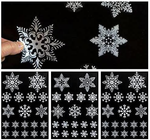 57 REUSABLE WHITE CHRISTMAS SNOWFLAKES WINDOW STICKERS SELF CLINGS Decorations