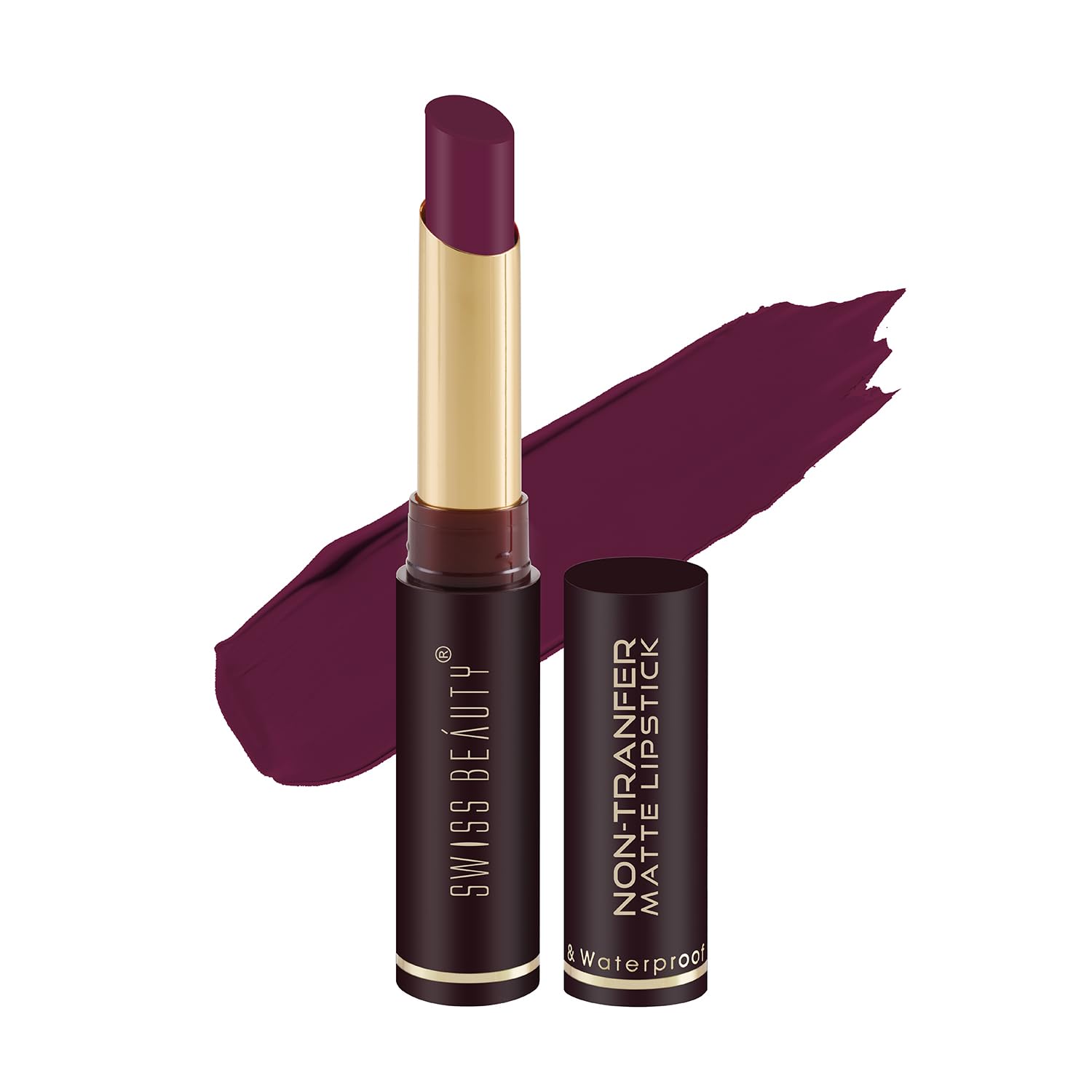 Swiss Beauty Non-Tranfer Matte Lipstick, Smooth & Waterproof, Bold Wine, 2g-image-39