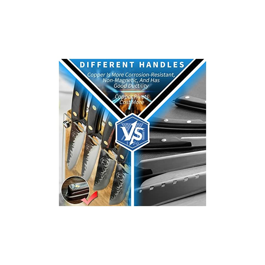 XYJ Professional Kitchen Knife Set with High-Carbon Steel Forged Blades, Chef's Knife, Cleaver, Carving Knife, Nakiri, Full Tang Design, Includes Carrying Bag & Poultry Scissors