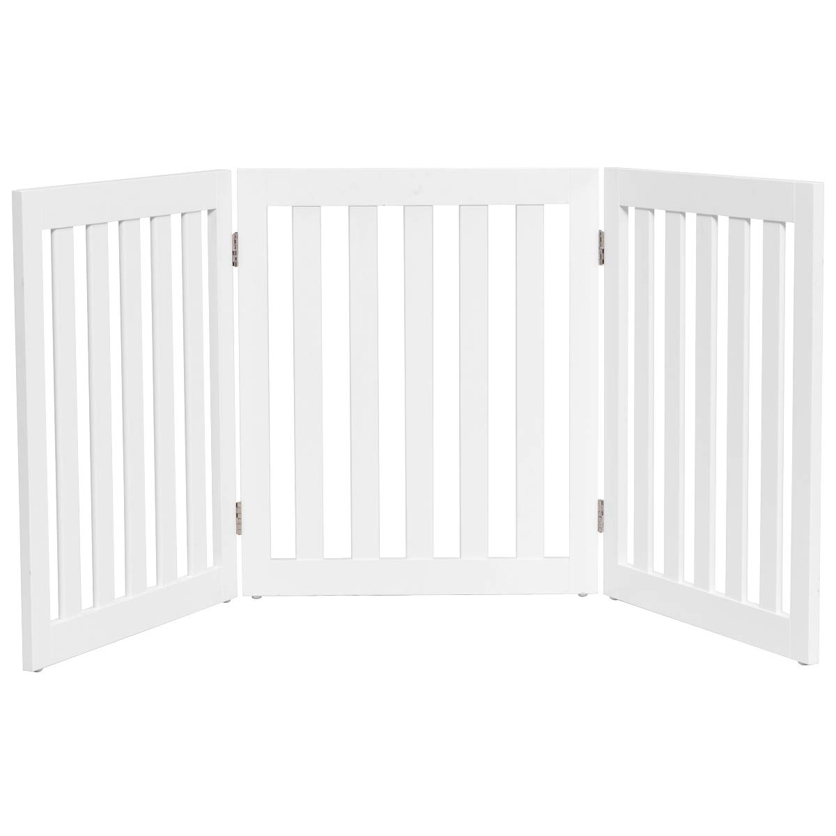 GOPLUS Barrière de Sécurité Pliable en MDF, 2/3/4/5/6 Barrière de Protection, Grille de Sécurité avec Coins Arrondis, pour Animaux Chiens Chats, Porte/Escalier (3 * 60x50cm, Blanc)