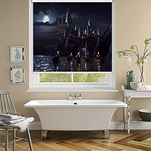 Kayra Decor Soft Blackout PVC Customized Window Roller Blind Curtains, Harry Potter - Hogwarts, Size - 46"(W) X 80"(H)