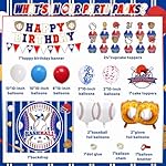Baseball Birthday Party Decorations, 64 PCS Baseball Party Supplies Kit, Include Backdrop, Happy Birthday Banner, Balloons, Cupcake, Cake Toppers - Image 2