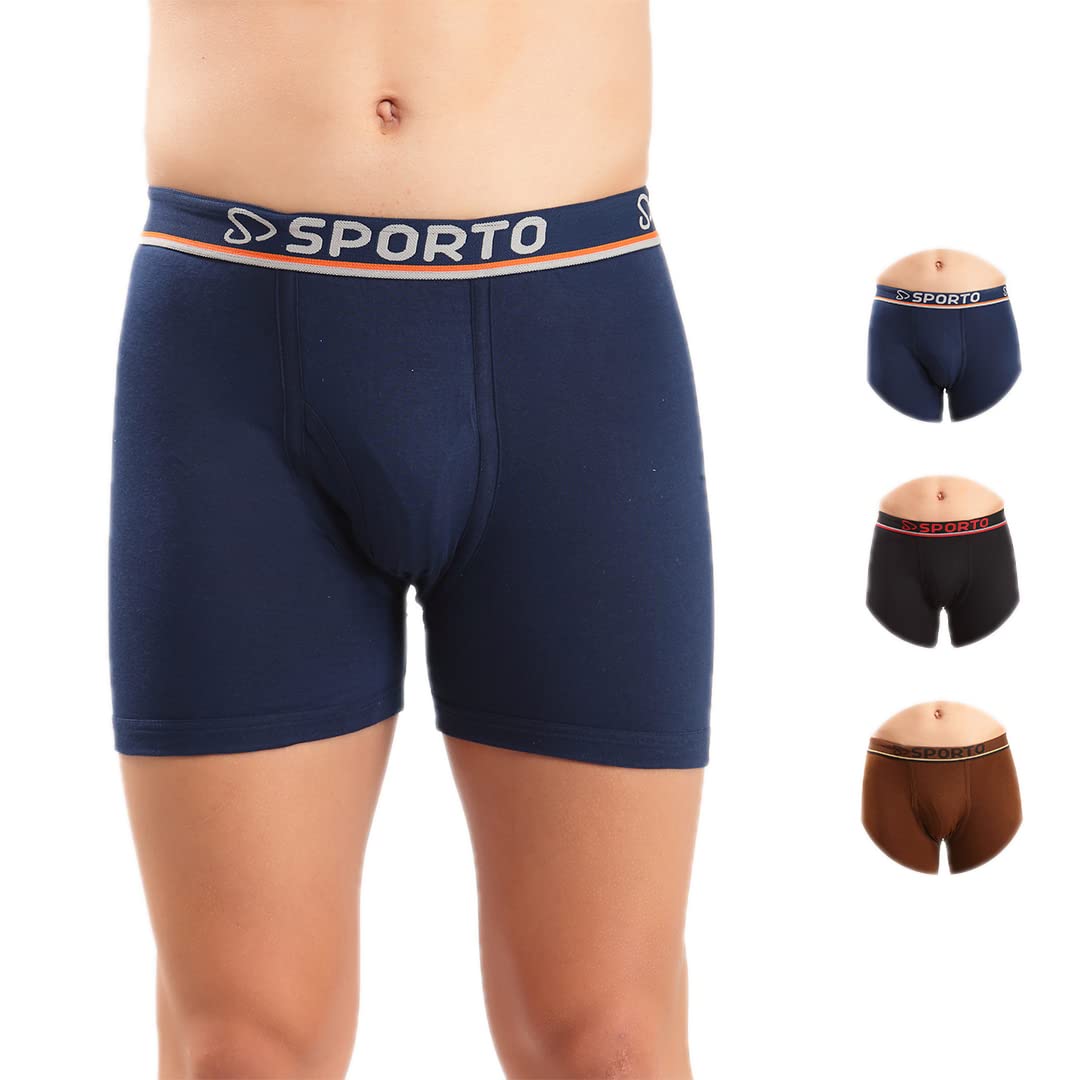 sporto Men's Solid Cotton Long Trunk (Combo Pack)-picture-52