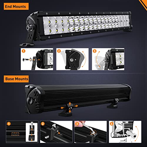 Image of Nilight Pro Series 21.6 Inch LED Light Bar 200W 24000LM Ultra Bright | Spot & Flood Combo Beam, Bottom or End Mount, IP68 Waterproof Off-Road Driving Light for Truck, Jeep, SUV, ATV, UTV & Boat
