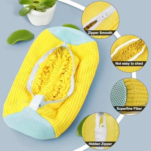 Shoe Washing Machine Bag – 2PCS Reusable Laundry Shoe Bag for Washer & Dryer – Zipper Plush Sneaker Cleaning Bag for Shoes, Gym, Tennis, Boots & Delicate Footwear4