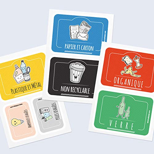 7 Stickers Poubelle Tri Sélectif Ludilabel Cover