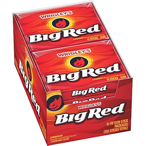 BIG RED WRIGLEY'S Cinnamon Chewing Gum Bulk Pack, 15 Count(Pack of 10) Cover