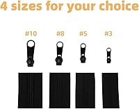 Vista 5 de Amykite The Yards - Cremalleras a granel de 360 pulgadas de 10 yardas, cremallera #5 de 29.5 ft para coser, cremalleras de bobina de nailon negro
