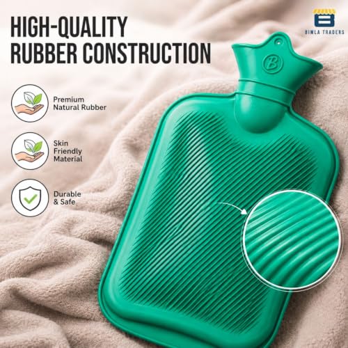 Image of Btag Hot Water Bag (2Ltr) for Pain Relief | Non-Electric Rubber Heating Bottle Period Cramps, Body Aches | Long Heat Retention | Wide Mouth with Leak Proof Cap & Skin Friendly Material (Turquoise)