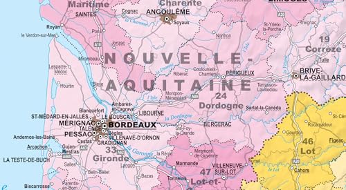 France 1/2.200.000 - carte administrative et physique (sans barres alu) 67 × 47 cm