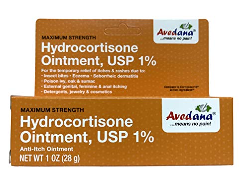 Avedana Hydrocortisone Ointment, 1 Ounce Cream, Anti-Itch Ointment with Extra Strength