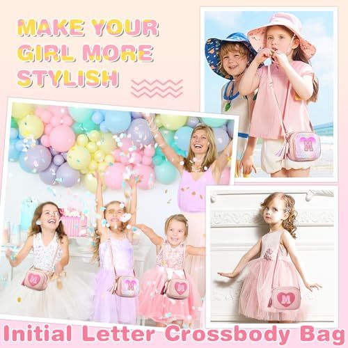 Birthday Gifts for 2 3 4 5 6 7 8 9 10 Year Old Girl,Cute Little Girl Purse Toddler Purse for Kids Wallet,Small Initial Shoulder Crossbody Bag,Personalized Christmas Gift for Daughter Baby(Pink,M)