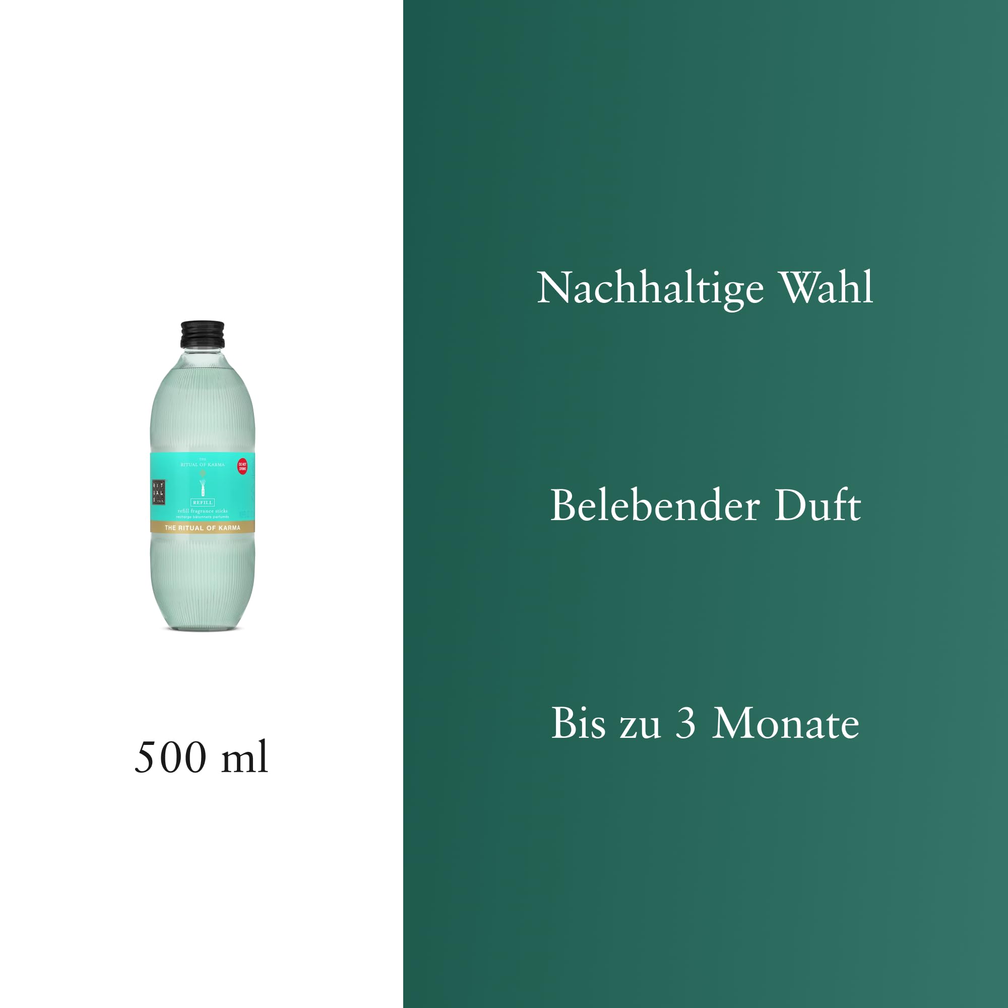 RITUALS Reed Diffuser 1x Nachfüllpack The Ritual of Karma - Zweifach nachfüllbar – Duftstäbchen mit Lotusblume und Weißem Tee – Belebender Raumduft - 1x 500ml