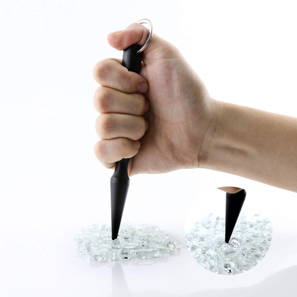 Men Glowiny Kubaton Keychain Aluminum Tactical Kubotan Keyring Black, 4