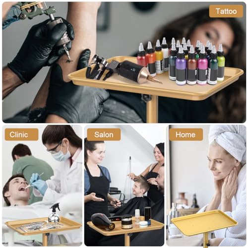 Wózek na kółkach o regulowanej wysokości do gabinetów kosmetycznych, fryzjerskich, tatuażowych i stomatologicznych – mobilny wózek narzędziowy do salonu i spa Essentials