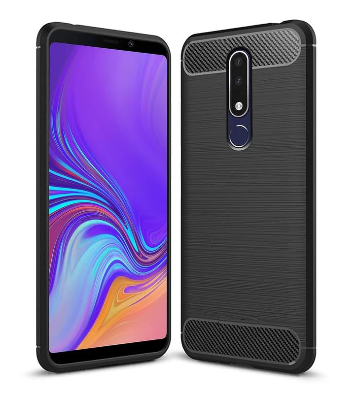 Image of Hybrid Carbon Fiber Back Case for Nokia 3.1 Plus (Black)