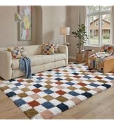 Amazon.com: PureCozy Checkered Area Rug 5x8 for Bedroom Soft