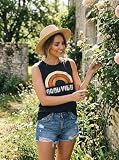 JEYMMI Graphic Tees for Women 2026 Rainbow Pattern Good Vibes Tank Top Positive Slogan Hawaiian Sleeveless Top for Outdoor