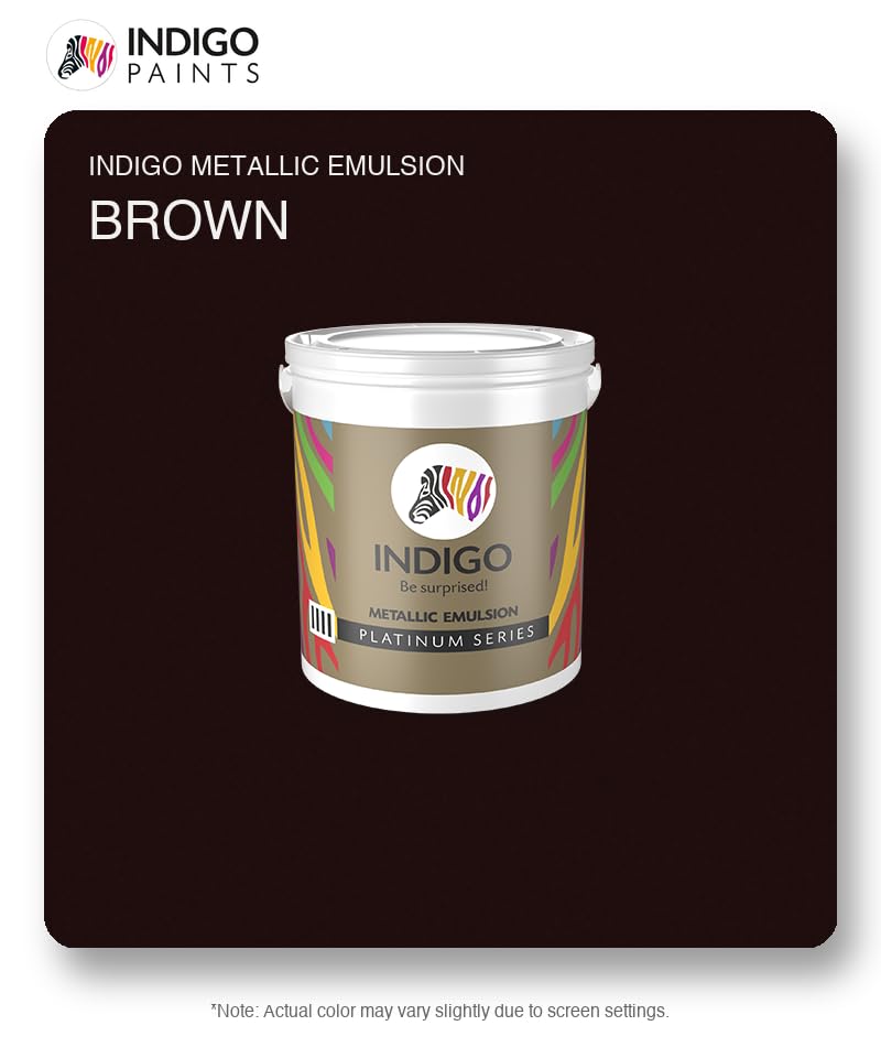 Image of Indigo Metallic Emulsion Platinum Series - Sparkling Metallic Texture Wall Paint | Water-Based | Anti-Fungal & Algae Resistant | Interior & Exterior Use | 10 L Brown