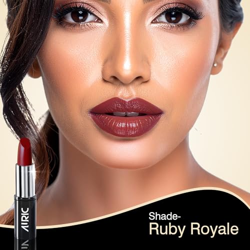 Image of Auric MatteRich Lipstick | Ruby Royale | 4.2g | Deep Red Matte Lipstick with Intense Pigment | Long-Lasting, Transfer-Proof, Vegan, Paraben-Free | Smooth Matte Finish